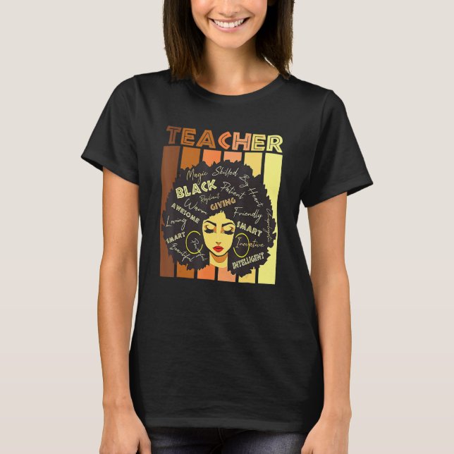 Camiseta Black Smart Teacher Afro Love Melanin African Amer (Anverso)