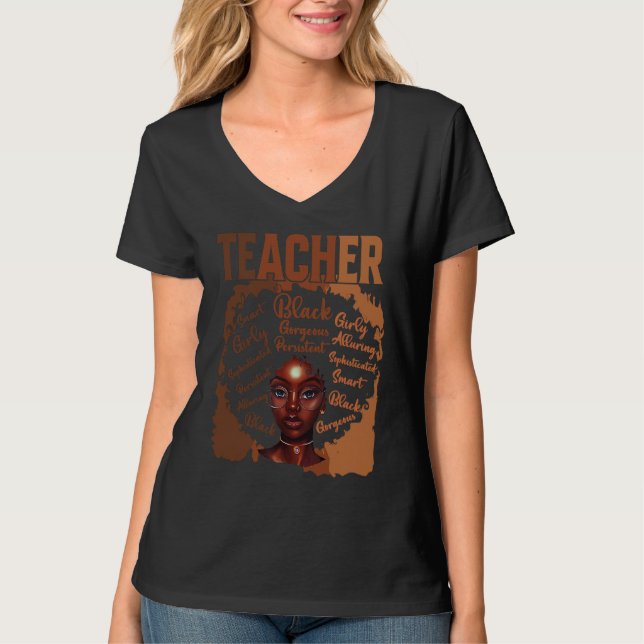 Camiseta Black Smart Teacher Afro Love Melanin Women Black  (Anverso)
