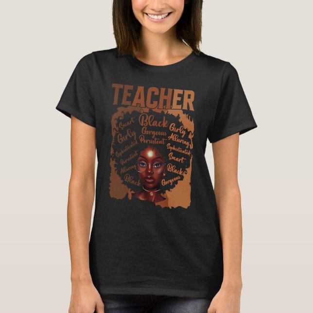 Camiseta Black Smart Teacher Afro Love Melanin Women Black  (Anverso)