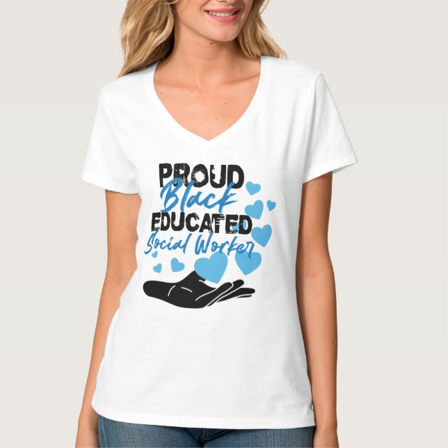 Camiseta Black Social Worker Gift Mental Health Educated (Anverso)