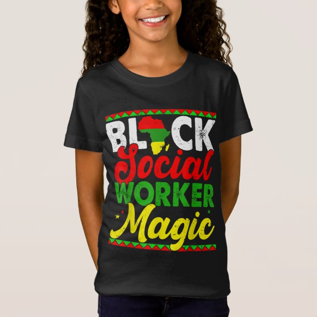 Camiseta Black Social Worker Magic Black History Mono Prou (Anverso)