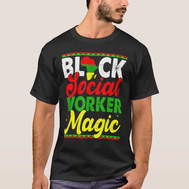 Camiseta Black Social Worker Magic Black History Mono Prou (Anverso)
