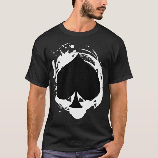 Camiseta Black Spade White Splatt Esquema de Guay Poker Pla (Anverso)
