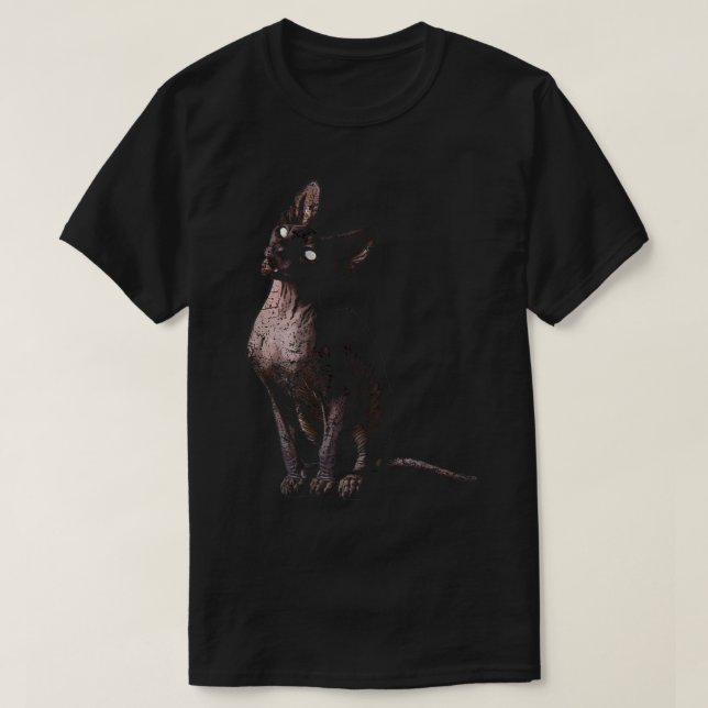 Camiseta Black Sphynx Cat Goth and Death Metal  (Diseño del anverso)