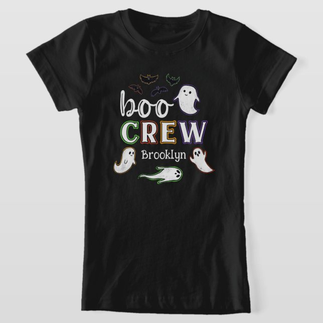 Camiseta Black Spooky Bats & Ghosts Halloween Boo Crew (Distribución)