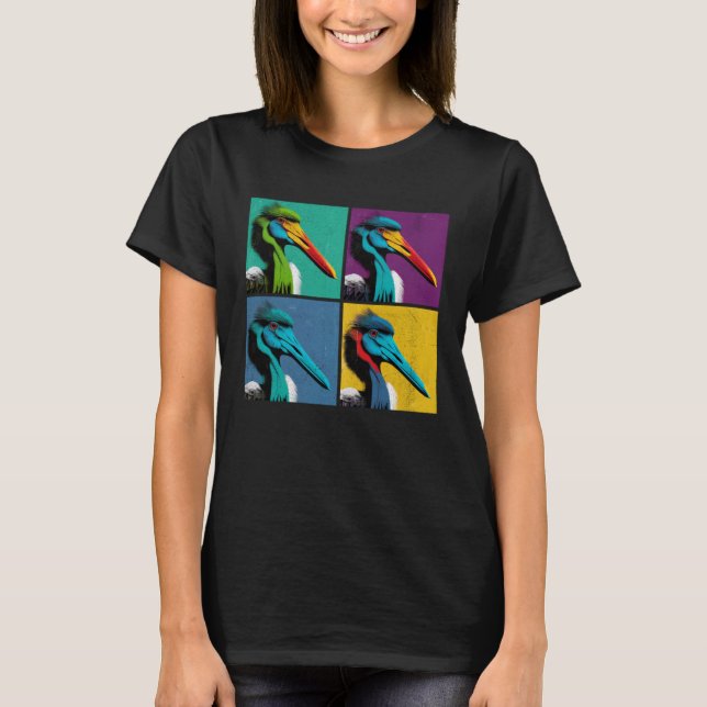 Camiseta Black Stork Pop Ilustracion Colorful Animal Men (Anverso)