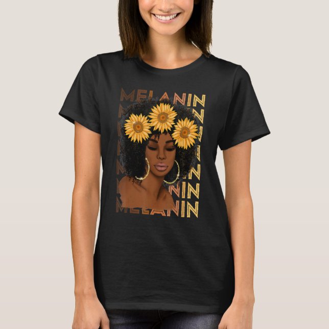 Camiseta Black Strong Girl Afro Sunflower Melanin African A (Anverso)