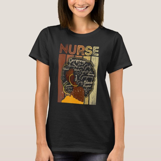 Camiseta Black Strong Nurse Afro Love Melanin African Ameri (Anverso)