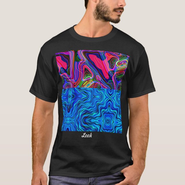Camiseta black t-shirt for men with neon print (Anverso)