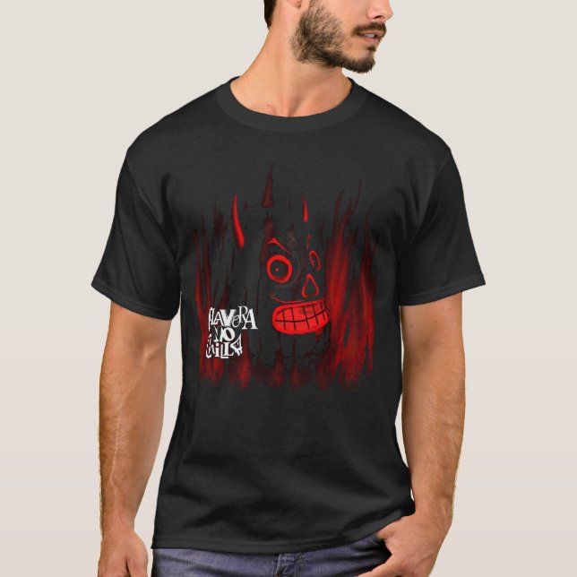 Camiseta Black T-shirt with skull and fire (Anverso)