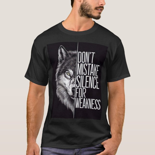 Camiseta Black T_ shirt with wolf Design  (Anverso)