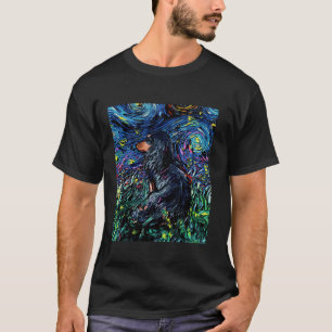 Camiseta Black Tan Long Hair Dachshund Starry Night Dog Art