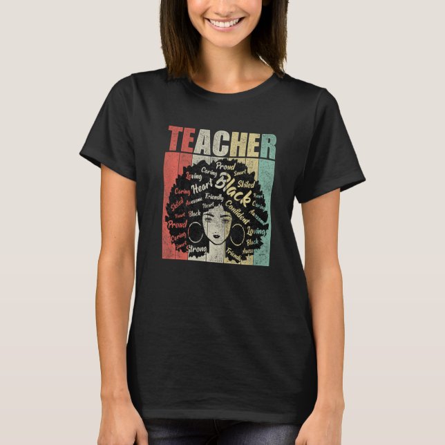 Camiseta Black Teacher Afro Proud African American Black Hi (Anverso)