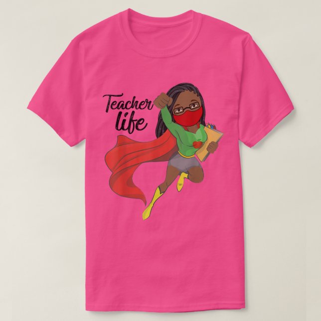 Camiseta Black Teacher Life localiza lentes de sol de mujer (Diseño del anverso)