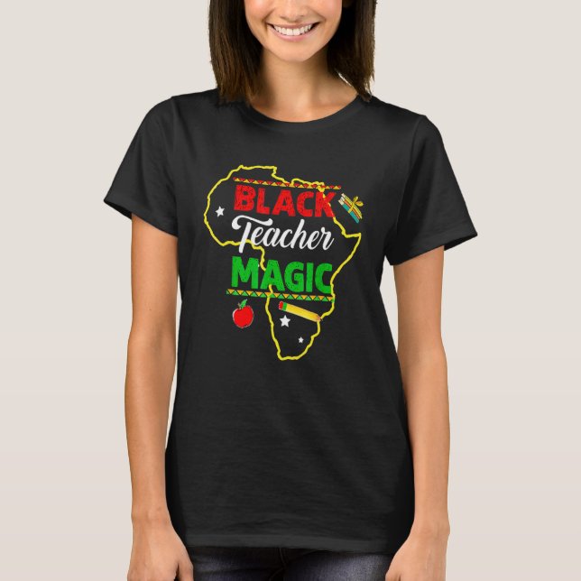 Camiseta Black Teacher Magic Black History Month African Am (Anverso)
