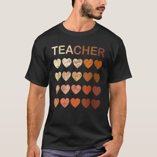Camiseta Black Teacher Magic Melanin Hearts Black History M (Anverso)