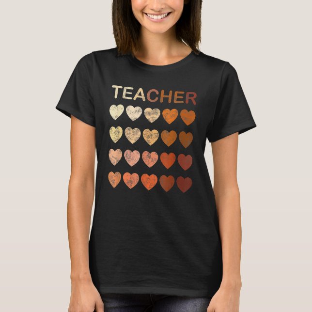 Camiseta Black Teacher Magic Melanin Hearts Black History M (Anverso)