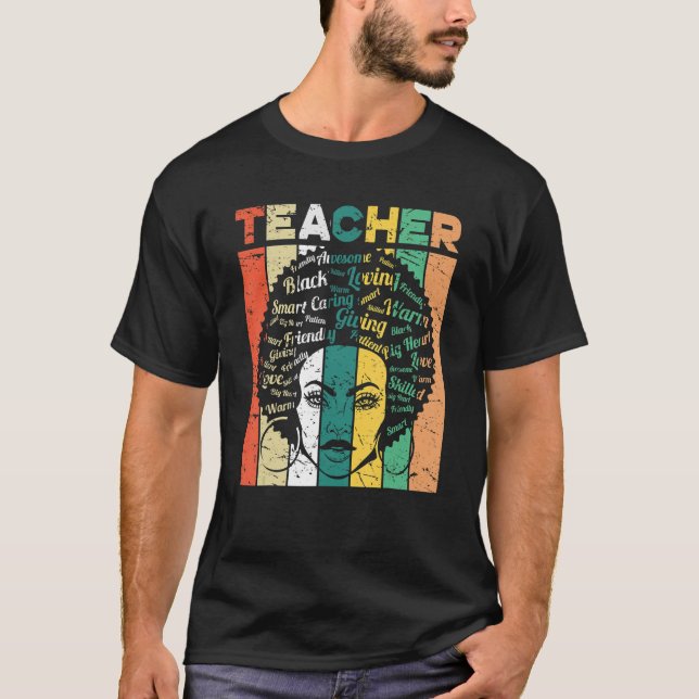 Camiseta Black Teacher Magic Melanin Hearts Black History M (Anverso)