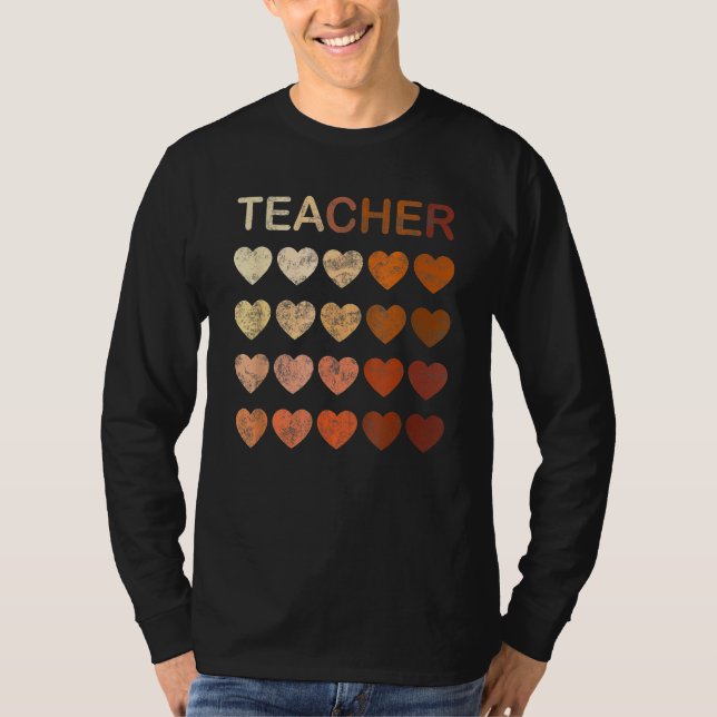 Camiseta Black Teacher Melanin Hearts Women Black History M (Anverso)