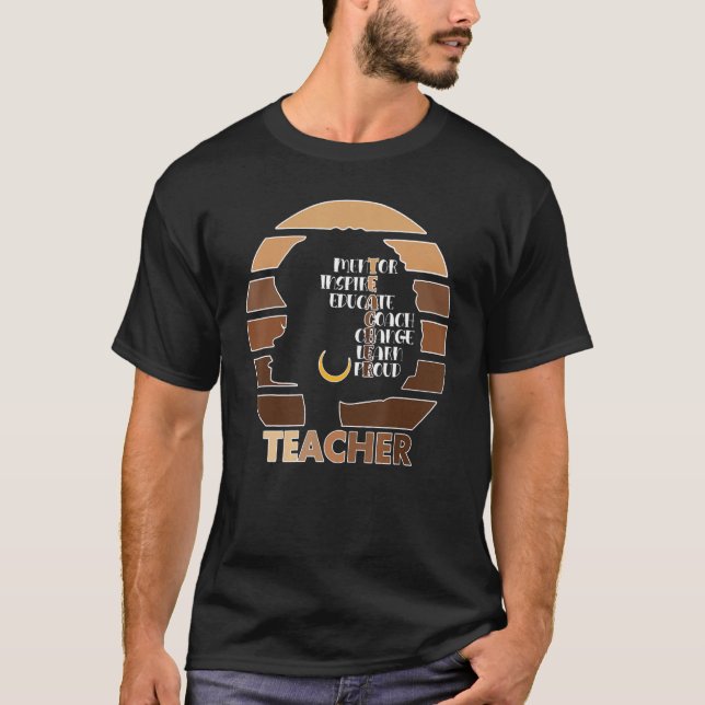 Camiseta Black Teacher Pride Melanin Afro Queen African Ame (Anverso)