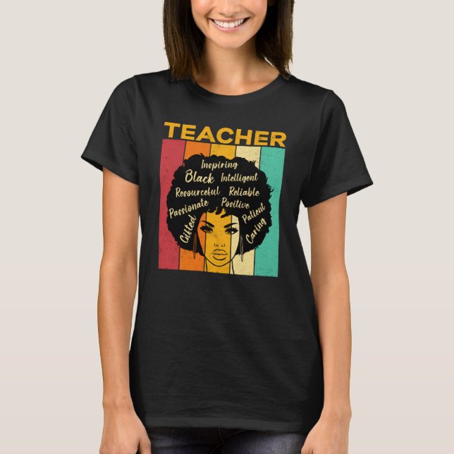 Camiseta Black Teacher Smart African American Educator Afro (Anverso)