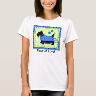 Camiseta Black Terrier Dog Green Blue Scotti Love Paw