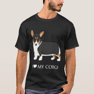 Camiseta Black Tricolor amo a mi perro Pembroke Corgi