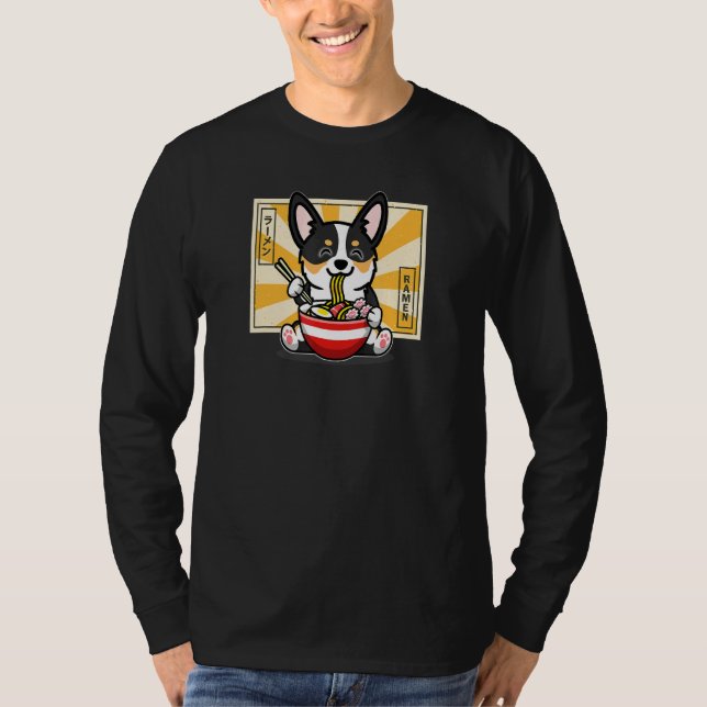 Camiseta Black Tricolor Corgi (Anverso)