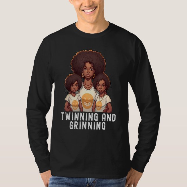 Camiseta Black Twin Dad Fathers Day Twinning and grinning (Anverso)