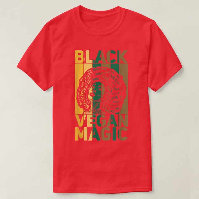 Camiseta Black Vegan Magic Vegetarian Afro Orgullo Negro (Diseño del anverso)