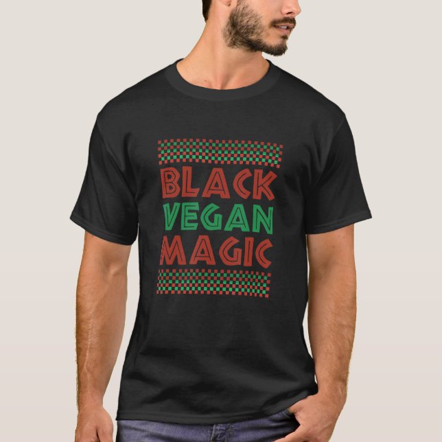 Camiseta Black Vegan Magic Vegetarian Afro Pride Black Hist (Anverso)