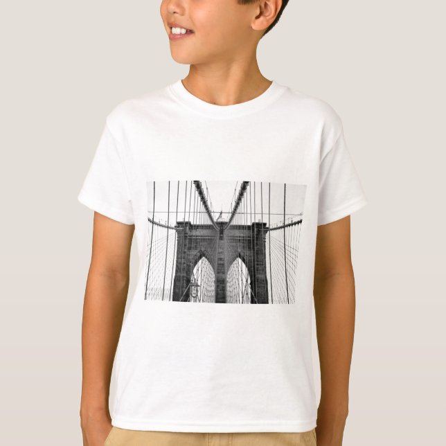 Camiseta Black White Brooklyn Bridge Nueva York (Anverso)