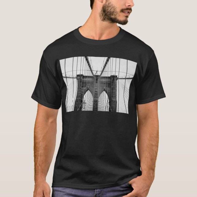 Camiseta Black White Brooklyn Bridge Nueva York (Anverso)