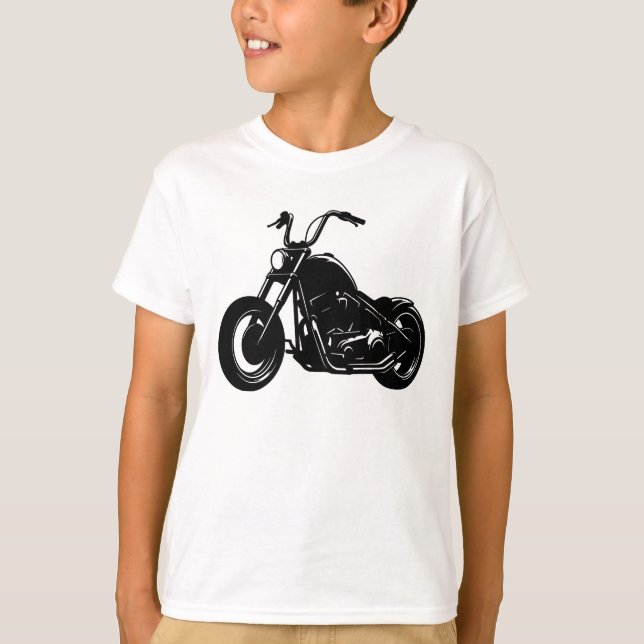 Camiseta Black White Classic Cruiser Motorcycle Vector Art (Anverso)