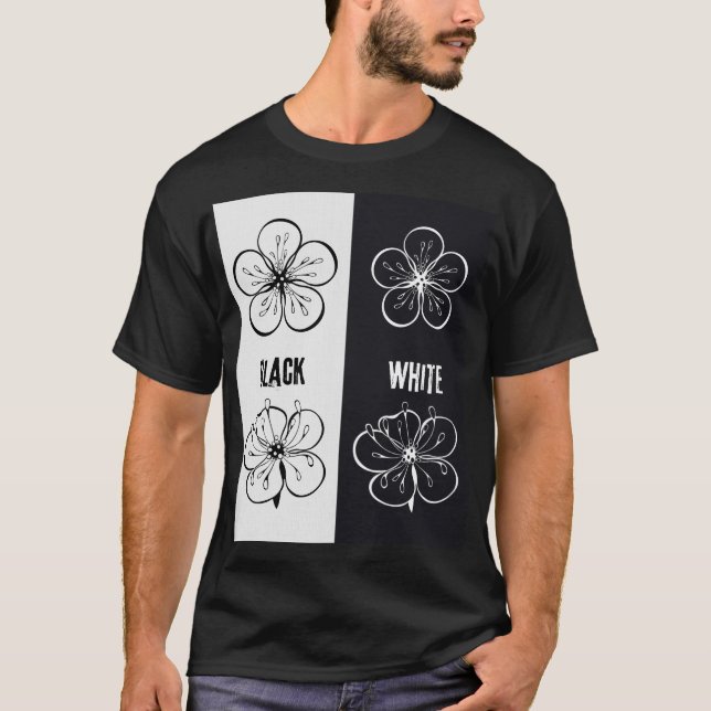Camiseta Black White Floral Contrast Art | Minimalist (Anverso)