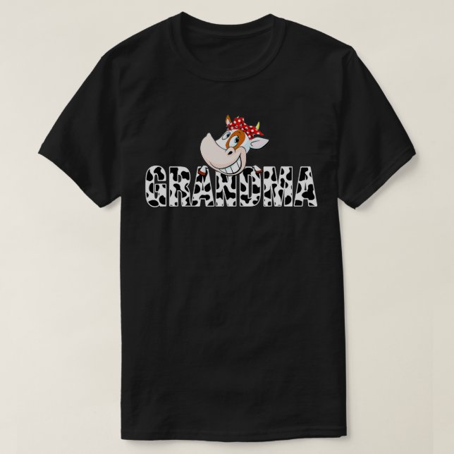 Camiseta Black White Grandma Cow Imprimir Patrulla Animal D (Diseño del anverso)
