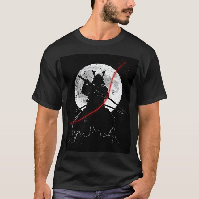 Camiseta Black & White Katana Moon Art (Anverso)