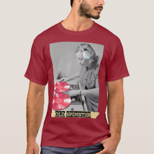 Camiseta Black White Photo Old Spinster Vintage Funny DJ