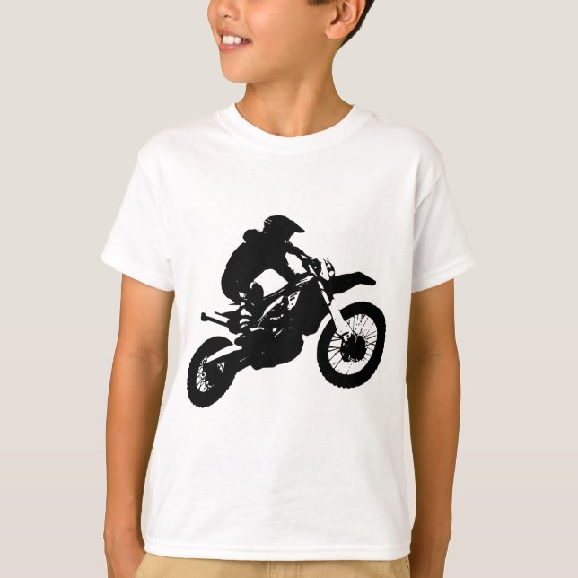 Camiseta Black White Pop Art Motocross Motoryle Sport (Anverso)