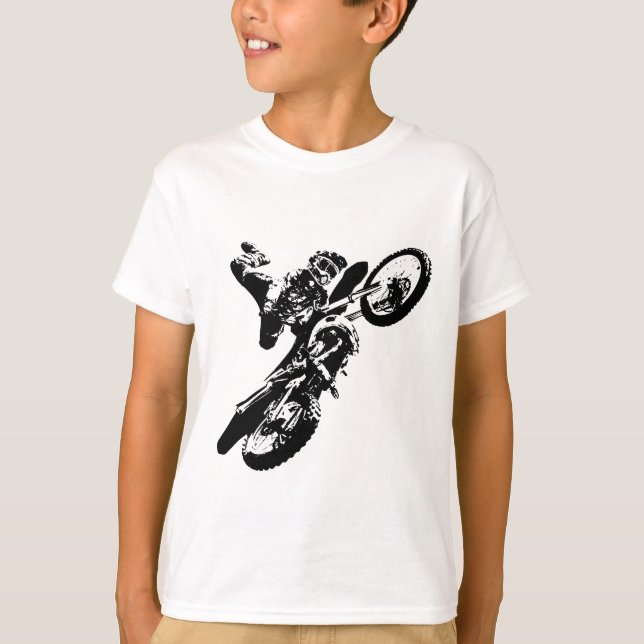 Camiseta Black White Pop Art Motocross Motoryle Sport (Anverso)