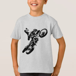 Camiseta Black White Pop Art Motocross Motoryle Sport