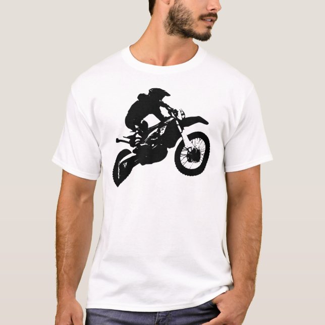 Camiseta Black White Pop Art Motocross Motoryle Sport (Anverso)