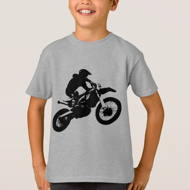 Camiseta Black White Pop Art Motocross Motoryle Sport (Anverso)
