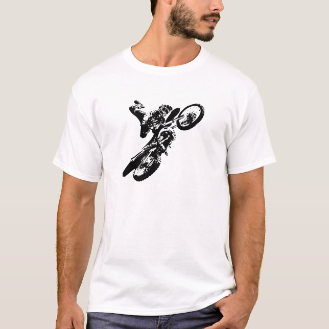 Camiseta Black White Pop Art Motocross Motoryle Sport (Anverso)