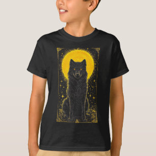 Camiseta Black Wolf Golden Moon Graphic Tee – Animales de V