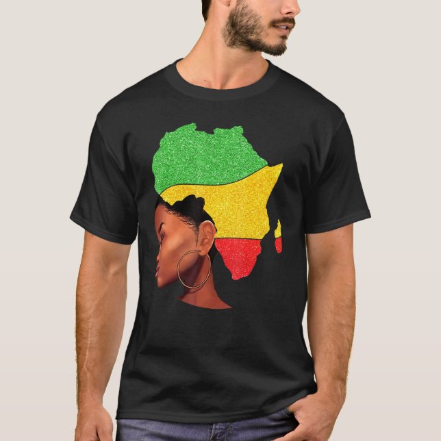 Camiseta Black Woman Africa Map Africa Flag Melanin Black H (Anverso)