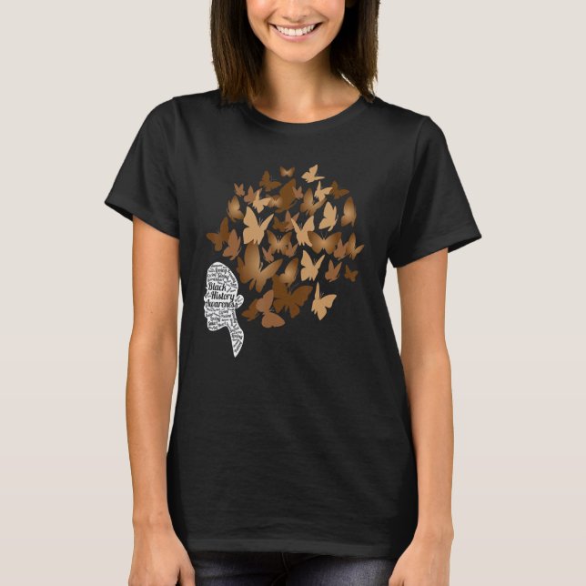 Camiseta Black Woman Afro Butterfly Cool Black History Mont (Anverso)