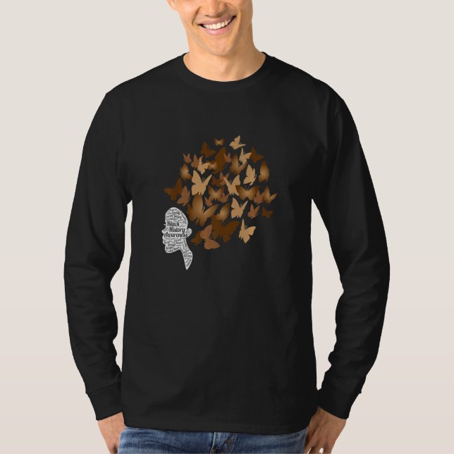 Camiseta Black Woman Afro Butterfly Cool Black History Mont (Anverso)