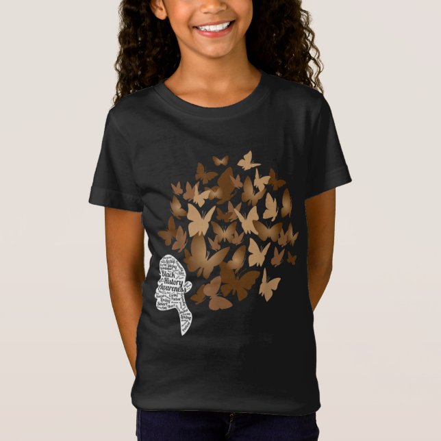 Camiseta Black Woman Afro Butterfly Guay Black History Mont (Anverso)