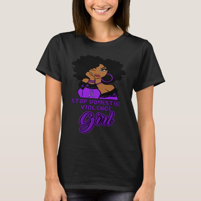 Camiseta Black Woman Afro In October We Wear Purple Domesti (Anverso)